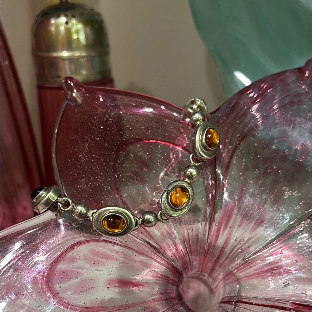 Vintage Silver and Amber Bracelet